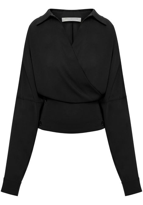 Black wrap-style blouse Philosophy Di Lorenzo Serafini - women PHILOSOPHY DI LORENZO SERAFINI | 021057190555